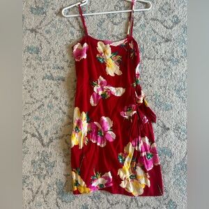 Express square neck floral print wrap dress